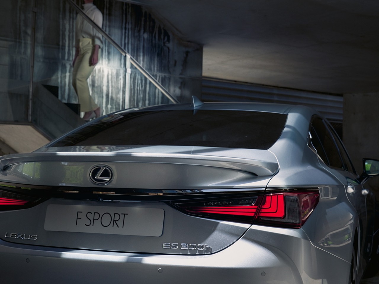 Rear view of the Lexus ES F Sport