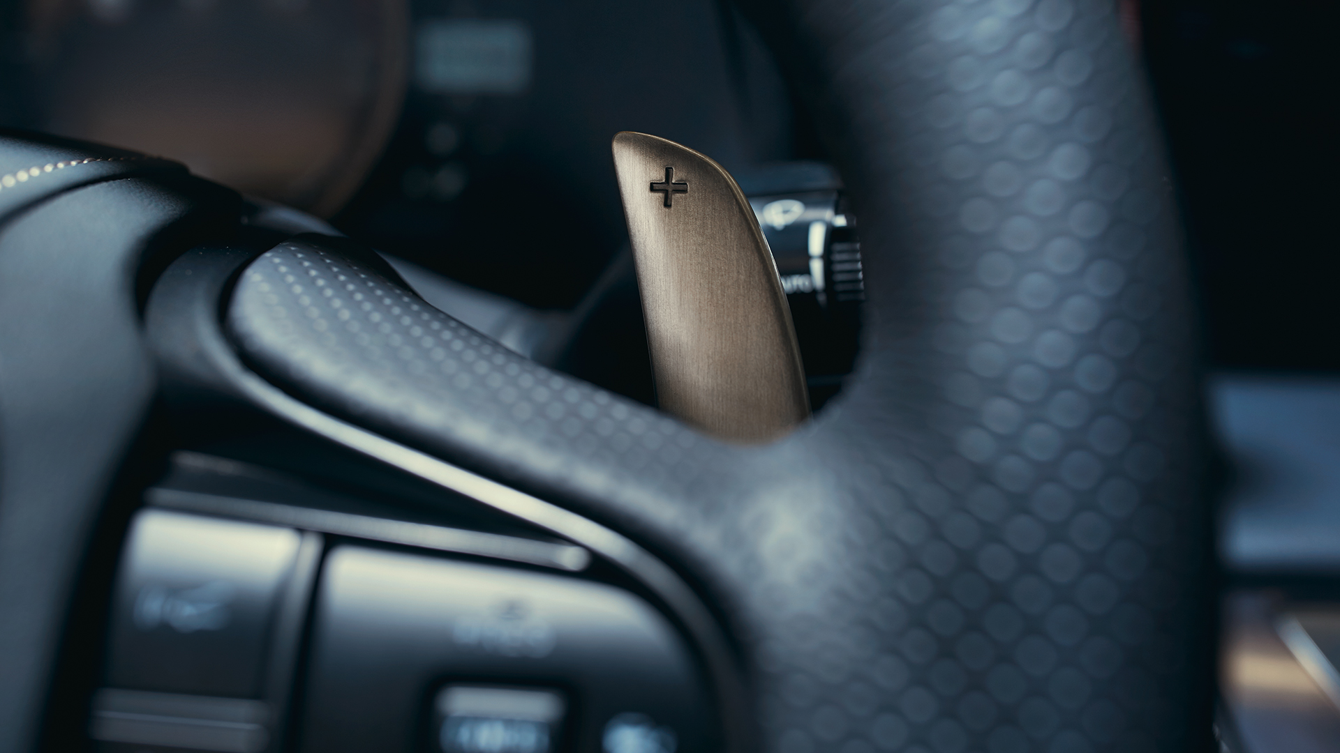 Lexus LC paddle gear shifter close up 