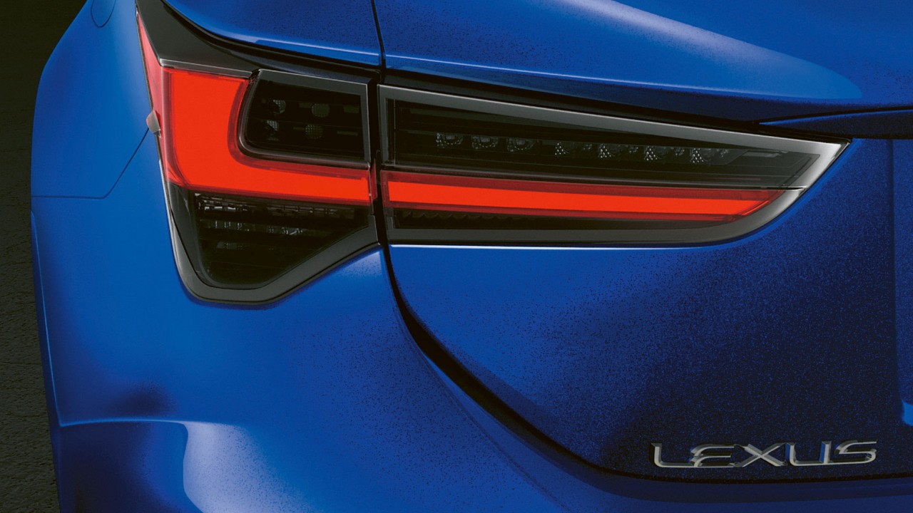 The Lexus RC F's rear LED lights