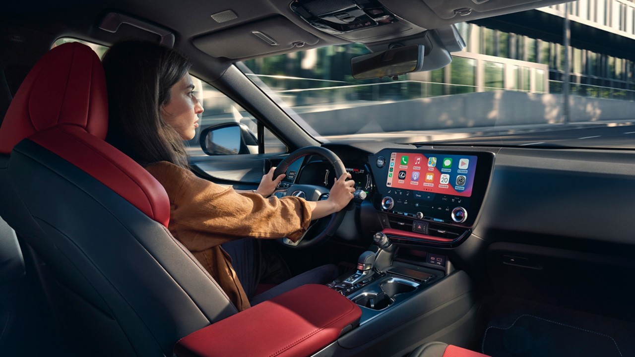 A woman driving a Lexus NX