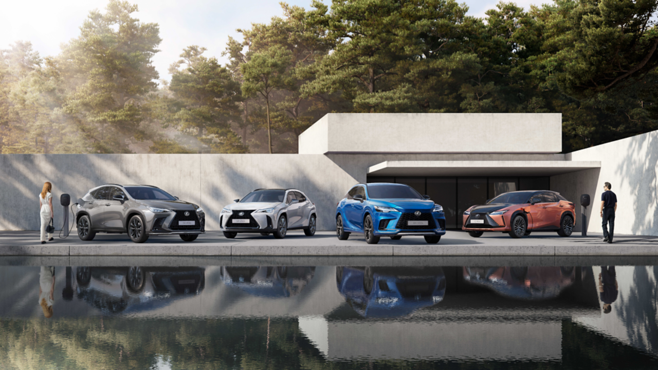 Lexus UX 300e and two Lexus NX's